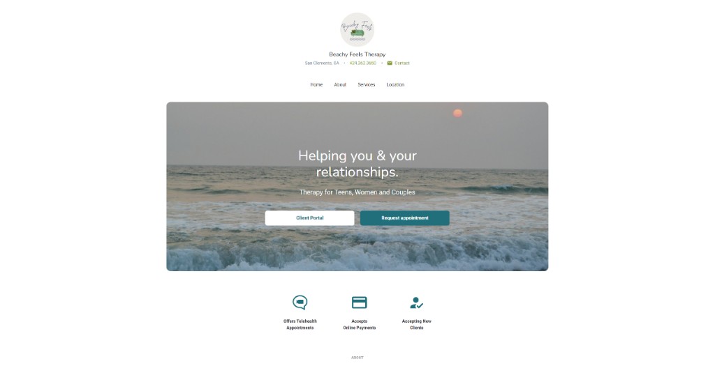 Beachy Feels Therapy - Competitor site preview