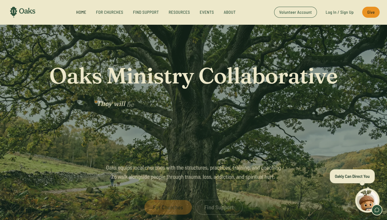 Oaks Ministry Collaborative custom client rebuild by HoBo Web Development